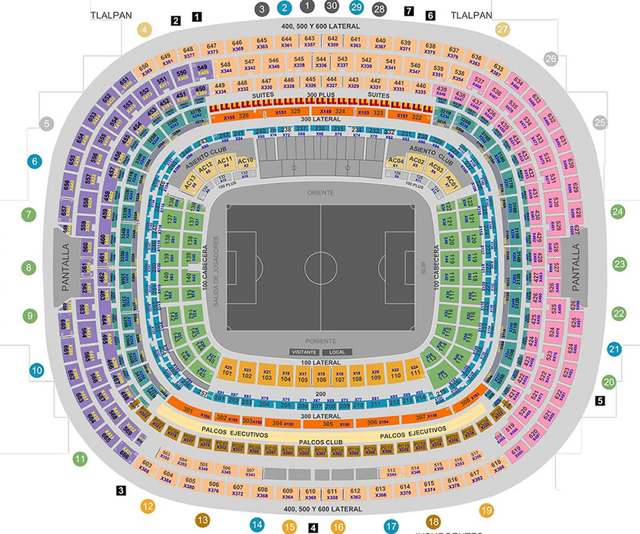 Estadio Azteca Mexico City, Mexico City, Mexico / Estadio Azteca Mexico City, Mexico City, Mexico Venue Seating Plan