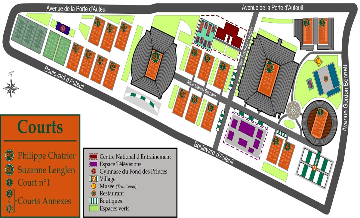 Roland Gaross Stadium (Outside Courts), Paris, France / Roland Gaross Stadium (Outside Courts), Paris, France Venue Seating Plan